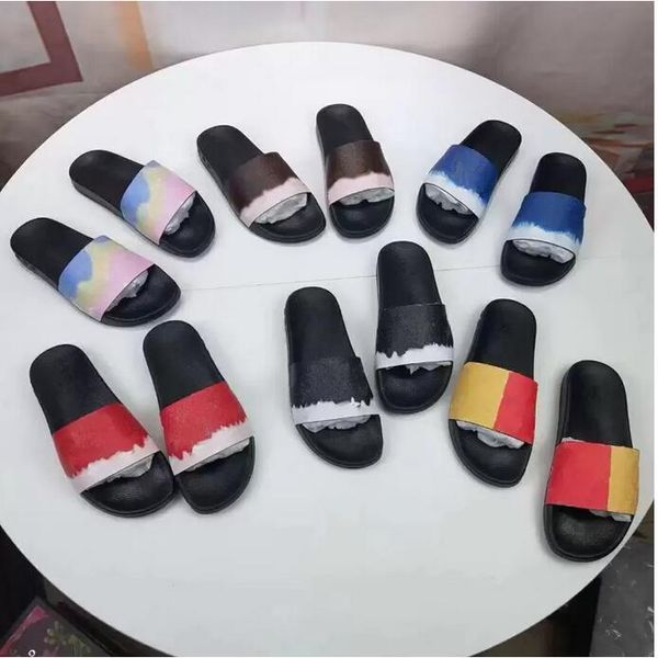 

2021 men slippers real leather women designers flat slides sandals luxurys silde mens with box size 36-41, Black