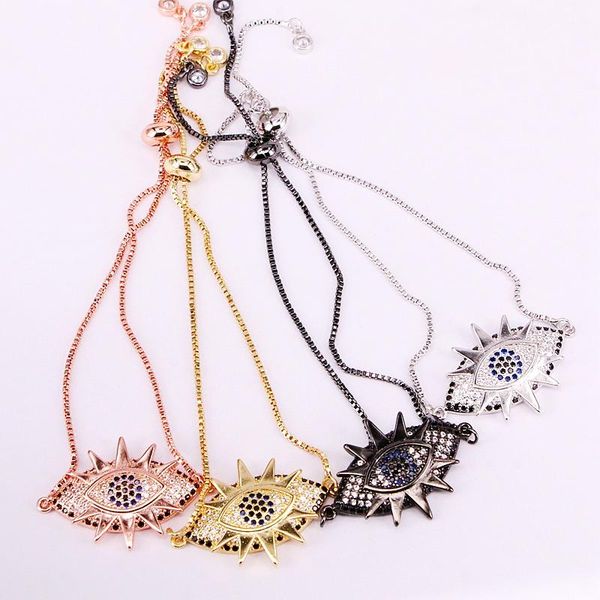 

link, chain 6pcs, elegant fashion bracelets cz micro pave eye crystal jewelry, Black