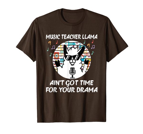 

music teacher llama ain't got time for your drama t-shirt, White;black