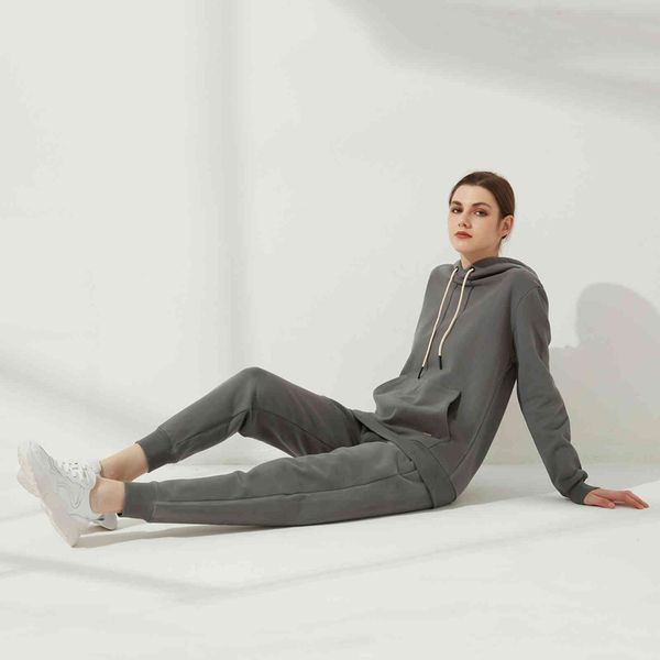 

women's two piece pants wixra inverno novo unissweatshirts oversize high-end 100% algodÃ£o pesado bÃ¡sico treino lÃ£ quente conjunto de su, White