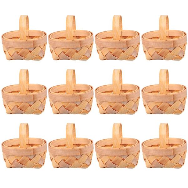

storage baskets 12pcs manual woven wood chip mini ornaments