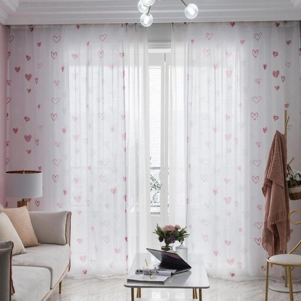 

curtain & drapes love heart printing window for bedroom living room decoration