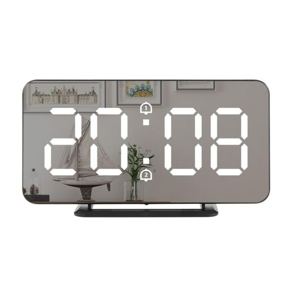 

wall clock mirror alarm electronic temperature snooze clocks usb nightlight digital led watch home decoration