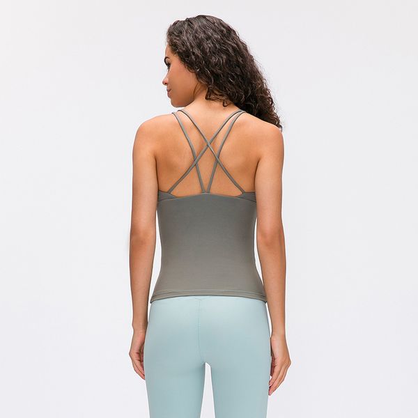 

style chest fold fiess yoga vest thin belt cross beauty strap sports bra running tank gym clothes women