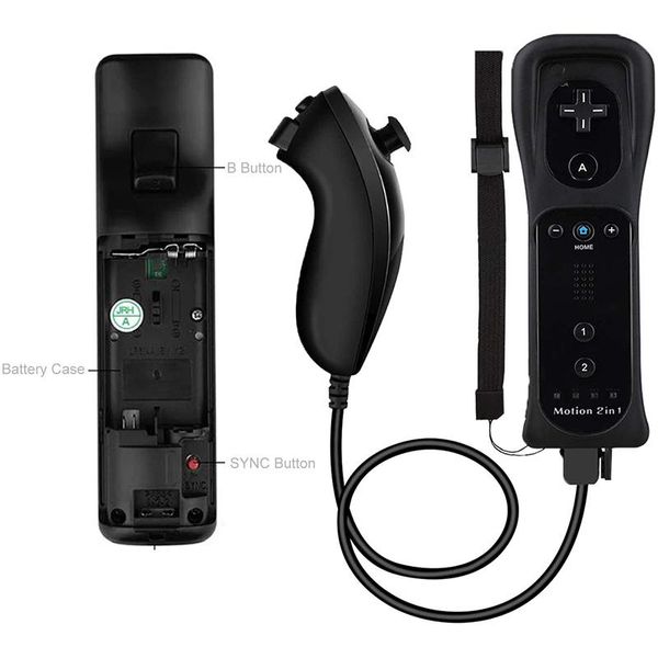 

wii game machine 2 in a wireless remote controller and nunchuk pad, no action controllers & joysticks