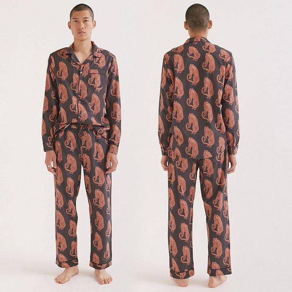 

men's sleepwear fashionable man cotton long sleeve trousers suit comfort and casual pajamas pants home wear men pijamas, Black;brown