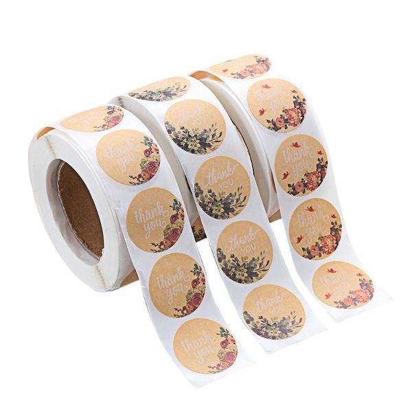 

gift wrap 500pcs/roll flower thank you paper stickers scrapbooking for packaging baking sign stationery seal label handmade