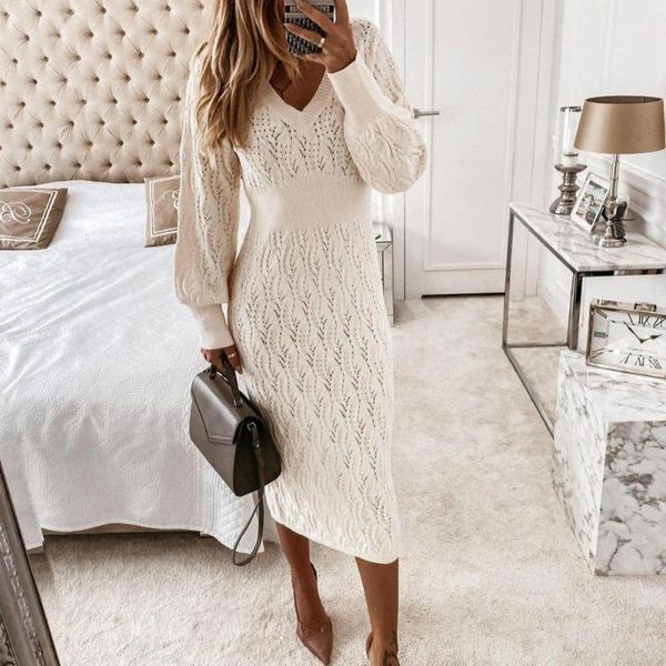 

casual dresses women's fashion lady sweet hollow white sweater dress slim v-neck breathable holiday traveling cool, Black;gray