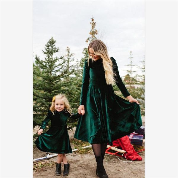 

fashion mother daughter pleuche dresses girls dress family matching outfits mae e filha vestido clothes, Blue