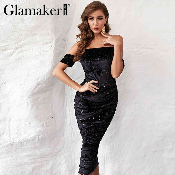 

glamaker off shoulder black party dress women backless summer bodycon long ladies dress elegant sequin chic midi club dress 210414, Black;gray