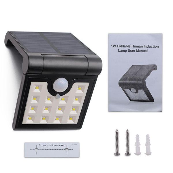 

14/42/58 outdoor leds solar fold wall lamp pir sensor light house yard garden lamps