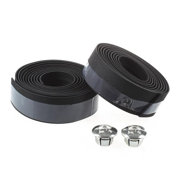 

handlebars road bike / bicycle handlebar tape wrap--black--with 2 bar plugs