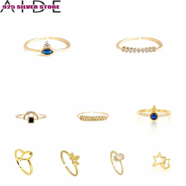 

cluster rings aide s925 silver women's ring cz zircon irregular opengning for women men 2021 trend anillos mujer plata finger, Golden;silver