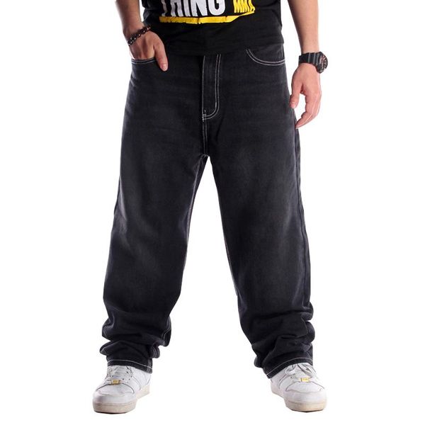 

men's jeans fashion baggy man black color hiphop loose skateboard men big size 30-46 pantalones botton trousers, Blue