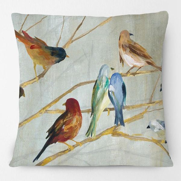 

cushion/decorative pillow blue brown colorful birds cushion covers 45x45cm 30x50cm animal painting beige linen case sofa decoration