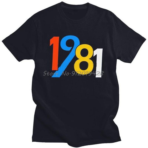

men's t-shirts fashion 1981 t shirt for men pre-shrunk cotton tshirt tee short sleeves 40th birthday gift t-shirt slim fit apparel, White;black