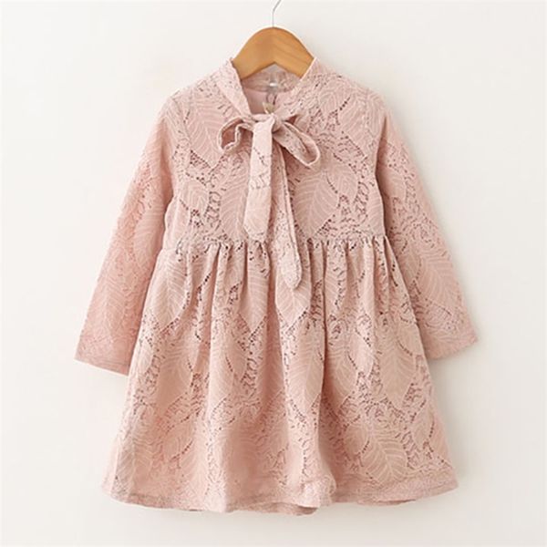 Marca Crianças Roupas Primavera Outono Princesa Dress Meninas Lace Longa Longa Rodada Gravata Gravata Laço Para Roupas 210528