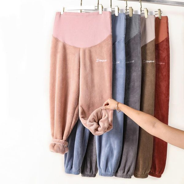 

colors velvet maternity leggings pants for pregnant women trousers warm winter clothes thickening pregnancy clothing bottoms, White