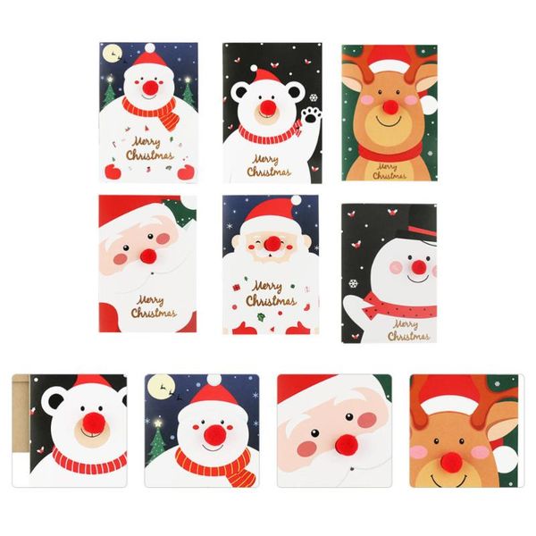 

greeting cards 6pcs christmas 3d red nose holiday with envelope