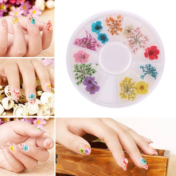 

nail art decorations real dried flowers decoration diy tips case small nails, Silver;gold