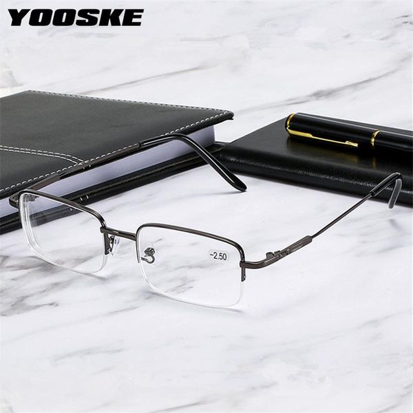 

sunglasses yooske +1.0 1.5 2 to +4.0 half frame reading glasses men business anti blue light presbyopic ultralight hyperopia, White;black