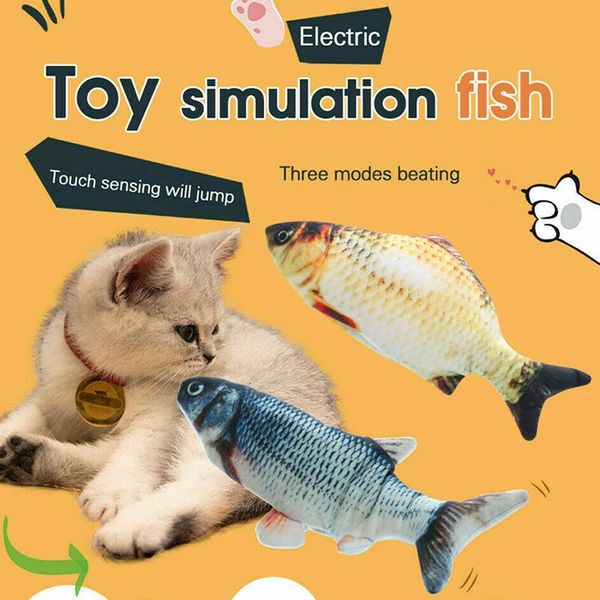 

cat toys electric wagging fish realistic plush catnip mint chew bite non-toxic fq-ing