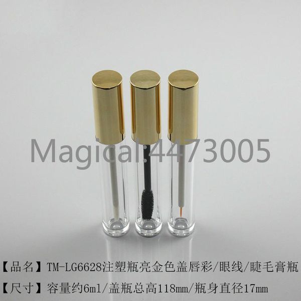 

10/30/50pcs 6ml empty diy makeup lip gloss bottle cylindrical gold cap eyelash bottle/eyeliner tube cosmetic refillable bottles storage & ja