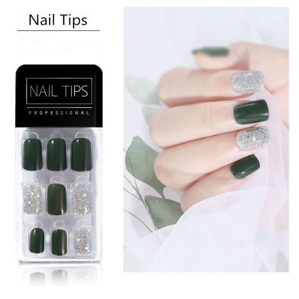

korean-style and various types of cute fake nails decorations suitable for girls1, Red;gold