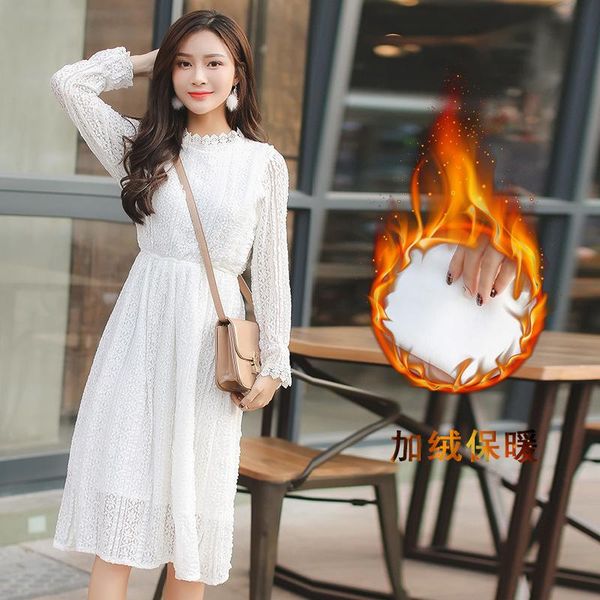 

casual dresses autumn winter vintage high waist lace midi 2021 korean women elegant bodycon short dress party vestidos, Black;gray