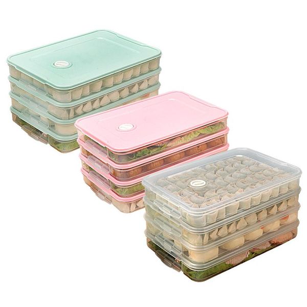 

storage bottles & jars plastic refrigerator fresh-keeping dumpling box portable stackable container holder organizer