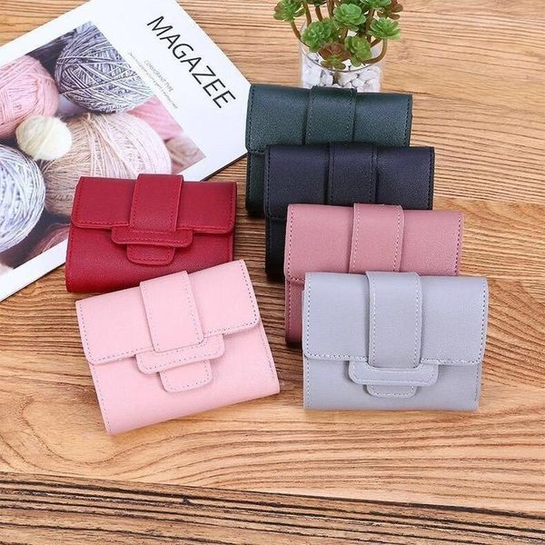 

wallets 2021 women's wallet short section korean fashion clutch bag cute small and simple, Red;black