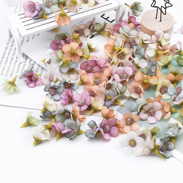 

decorative flowers & wreaths 50/100pcs artificial plants multicolor mini silk daisy flower head for wedding engagement party home decor diy