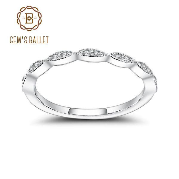 

cluster rings gem's ballet 0.08ct 1.2mm ef color moissanite ring 925 sterling silver half eternity art deco wedding band for women jewe, Golden;silver