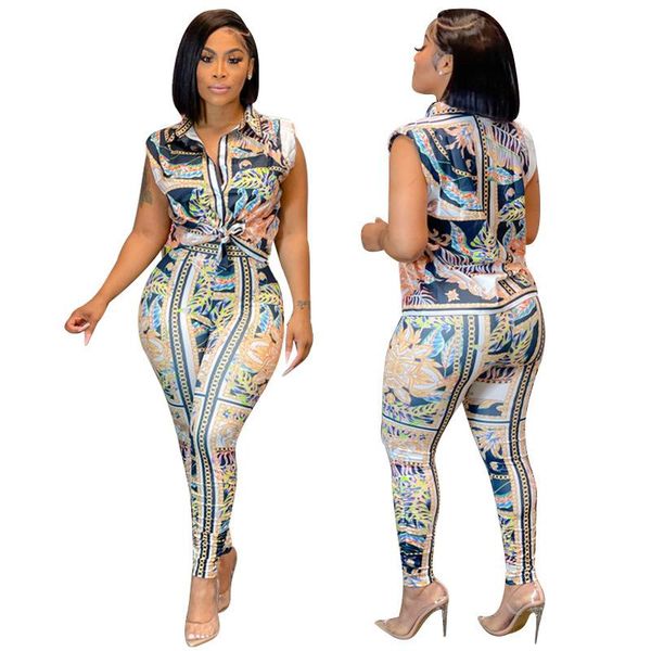 

women's tracksuits 2021 suit two-piece lace-up slim retro print, Gray