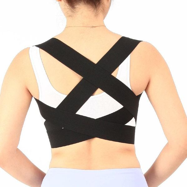 

lightweight shoulder kyphosis back corset support belt waist brace adjustable posture corrector pain relief elastic belts s-2xl, Black;blue