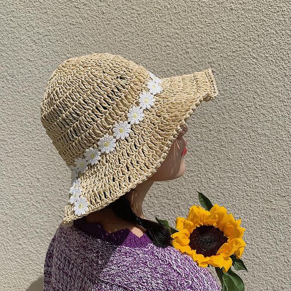 

beanies hat female sun protection beach weaving straw fresh trendy little bucket
