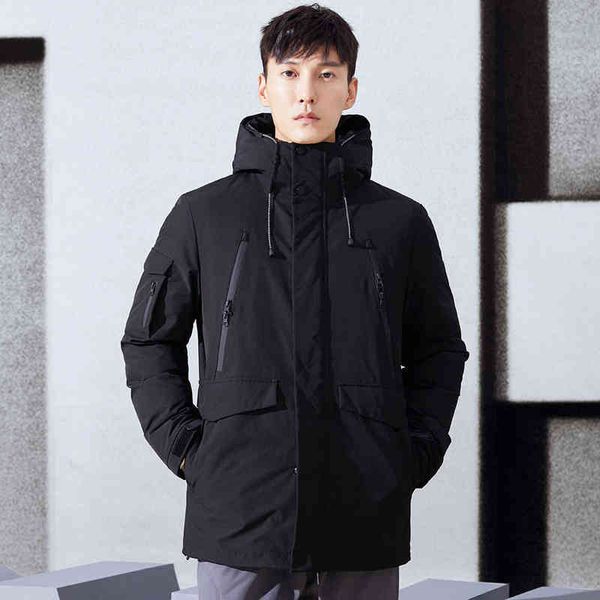 

men's down parkas 2022 winter long down jackets fat warm removable 3 ways to wear for clothing ayr01031001 0818, Black