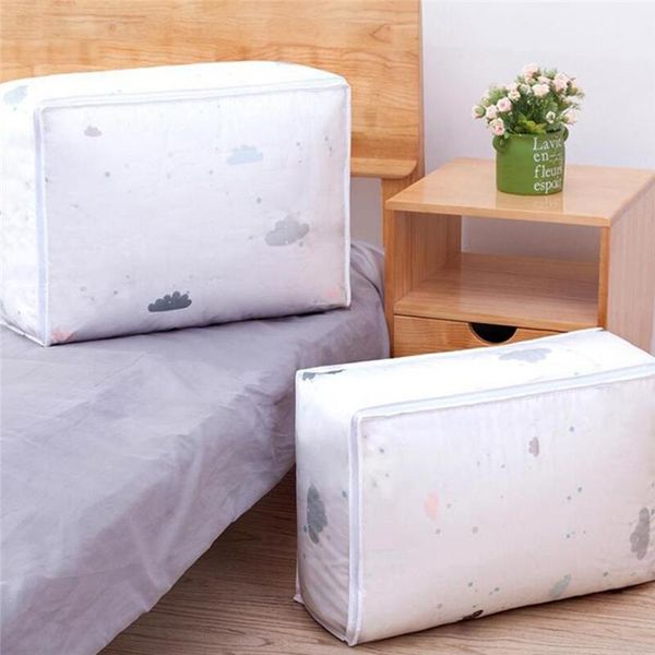 

foldable storage bag print clothes blanket quilt organizer stroage clould transparent travel luggage bags