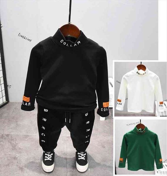 

2 6y boys clothing sets autumn winter toddler clothes outfit kids 3 color t shirt and pants tracksuit for children, White