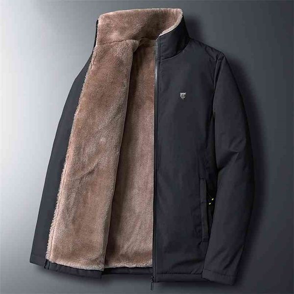 

fleece jacket men 's warm thick windbreaker fur collar coat plus size m-8xl brand fashion winter fleece parkas 210916, Black