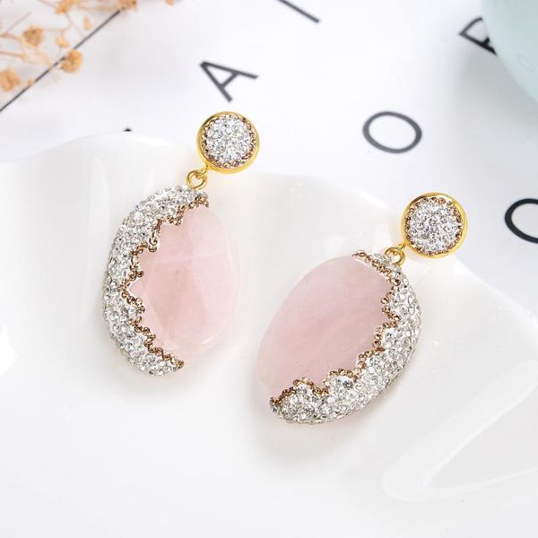 

dangle & chandelier luxury bohemia stone earrings for women white black sparkling rhinestone drops earring elegant banquet female jewelry, Silver