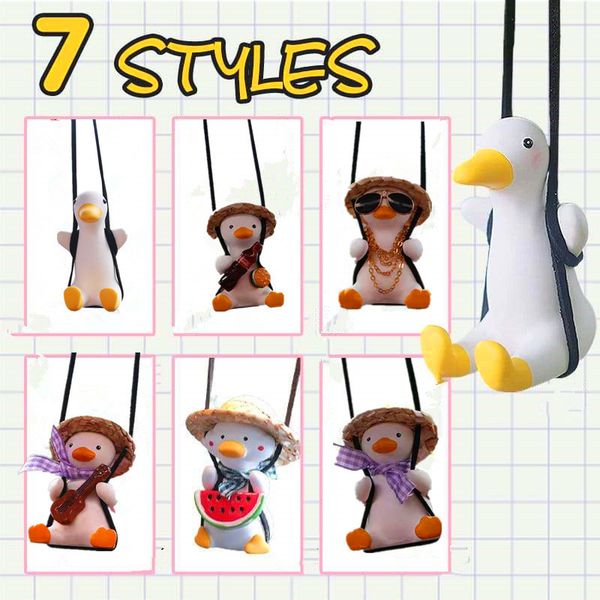 

new gypsum cute anime car accessorie swing duck pendant auto rearview mirror ornaments birthday gift auto decoraction car fragranc210i