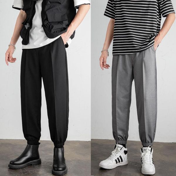 

spring summer harem pants men's fashion gray black casual men streetwear korean loose straight-leg mens suit