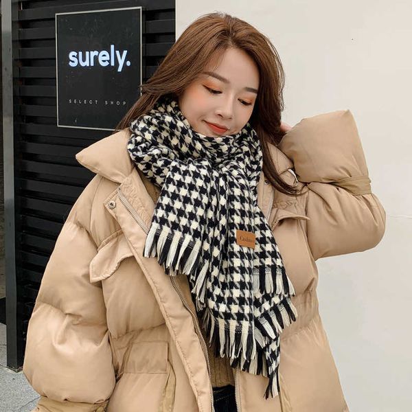 

scarves scarf female autumn and winter korean students versatile english plaid warm imitation cashmere shawl scarf dual-purpose fashion, Blue;gray