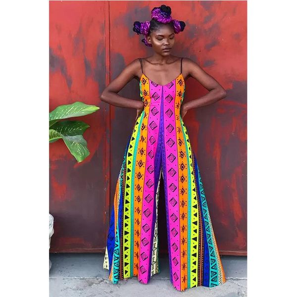 

ethnic clothing women african clothes summer dashiki print jumpsuit casual wide leg beach jumpsuits rompers dresses for, Red