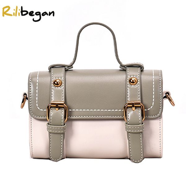 

women's fashion panelled pu leather small baguette messenger crossbody bags