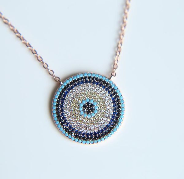 

vintage fashion evil eye round necklace pendant clavicle chain statement long women accessory collares de moda femme necklaces, Silver