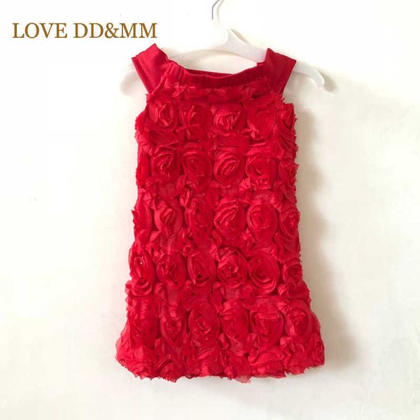 Amor DDMM Verão Childrens Roupas para meninas vestidos com pétalas de rosa sem mangas Princesa vestido de traje 210715