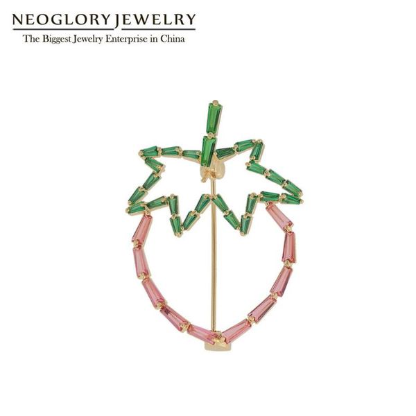 

pins, brooches neoglory cute pink hollow strawberry fruit pins lovely cz for women 2021 fashion jewelry backpack clothes, Gray
