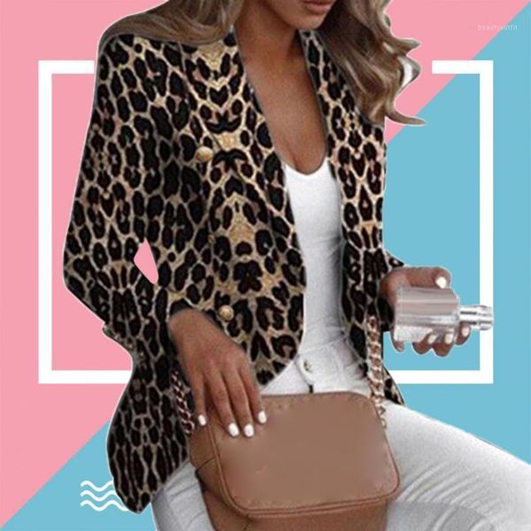 

women's suits & blazers leopard print women blazer long sleeve lapel button suit slim fits business jacket coat, White;black